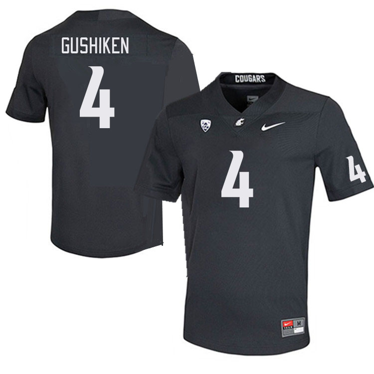 Men #4 Kapena Gushiken Washington State Cougars College Football Jerseys Stitched Sale-Charcoal - Click Image to Close